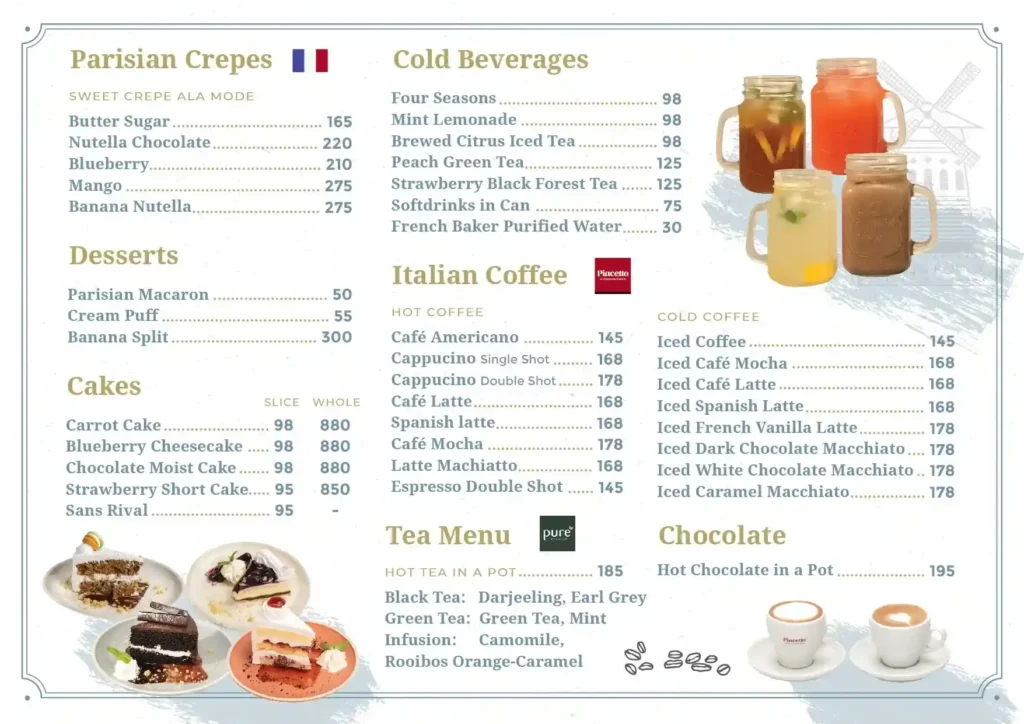 The French Baker Coffee Menu